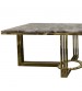 Daisy Coffee Table Faux Marble Mosaic Style Top Sturdy Feet with Stainless Electroplating Titanium Gold